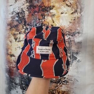 Raised By Wolves RBW 5 Panel Adjustable Size Hat Made USA  Red Navy Rope